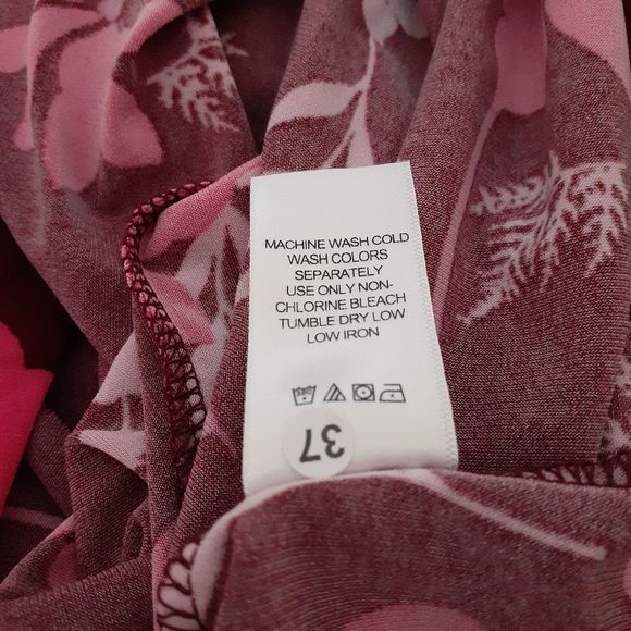 Woman Within Wine Red & Pink Floral Shift Dress 14/16 NWOT - Picture 3 of 6